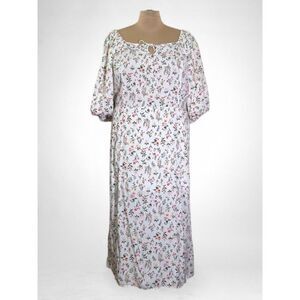 Old Navy Puff-Sleeve Floral-Print Pintucked Smocked Midi Swing Dress, NWOT! 3X